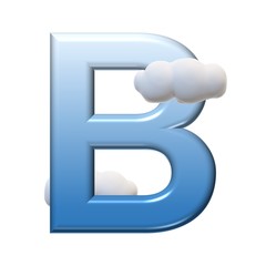 3D BLUE ENGLISH ALPHABET TEXT CLOUDS WITH WHITE BACKGROUND