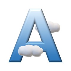 3D BLUE ENGLISH ALPHABET TEXT CLOUDS WITH WHITE BACKGROUND
