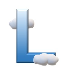 3D BLUE ENGLISH ALPHABET TEXT CLOUDS WITH WHITE BACKGROUND