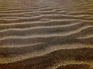 Ripples of sand with golden mica flakes on the beach at Coronado, California