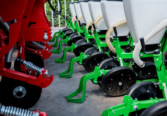 Fototapeta premium Modern agricultural machinery and equipment. Industrial details.