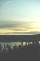 View of fjord in Drammen from local mountain.