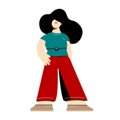 Vector people image. Characters illustration. Woman Hyperbolization