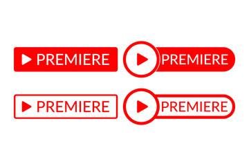 Red premier buttons on a white background. Vector illustration.