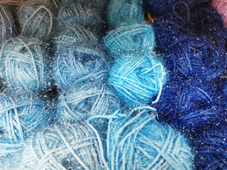 close-up of yarn for knitting. Balls of thread, material for creating things.