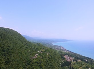 beautiful view from the mountain to the sea in Abkhazia