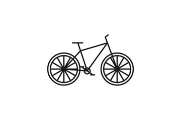 Fototapeta premium Bicycle icon. Black line web sign. Flat style vector illustration isolated on white background.