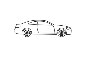 Coupe car icon. Black line web sign. Flat style vector illustration isolated on white background.