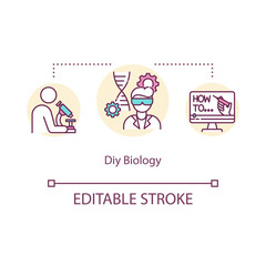 DIY biology concept icon. Biohacking, medical research idea thin line illustration. Modern biotechnology, bioengineering science. Vector isolated outline RGB color drawing. Editable stroke