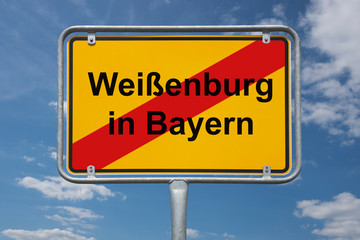 Fototapeta premium Ortstafel Weißenburg in Bayern