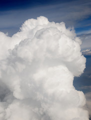 Aerial view looking down on a cumulonimbus thunderstorm cloud