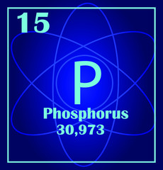 Simple style tile icon. Chemical element of periodic table. Atom on a blue background