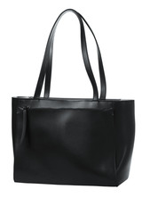 Women's modern black handbag with white background