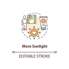 More sunlight concept icon. Biohacking advice, physical and mental health improvement idea thin line illustration. Healthy lifestyle tips. Vector isolated outline RGB color drawing. Editable stroke
