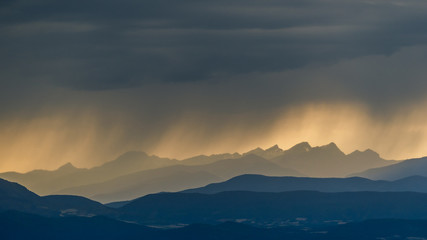 Fototapeta na wymiar Dramatic sky over mountains, Spain