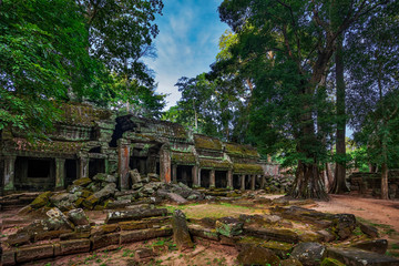 Ancient buddhist khmer temple in Angkor Wat complex