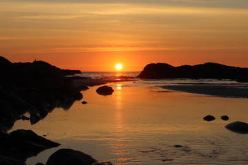 sunset at the beach, outer hebrides, scotland