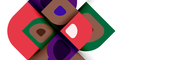 Set of vector modern geometric abstract backgrounds with repeating abstract round shapes patterns and shadow effects