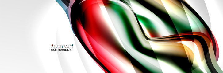 Vector abstract background, flowing liquid style bubble with metallic, color quicksilver chrome texture and color glow effects