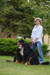 woman with dogs