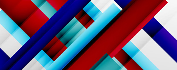 Geometric abstract backgrounds with shadow lines, modern forms, rectangles, squares and fluid gradients. Bright colorful stripes cool backdrops