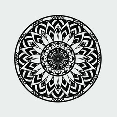 mandala graphic beautiful pattern design like flower, trendy black art mandala unique tattoo design.