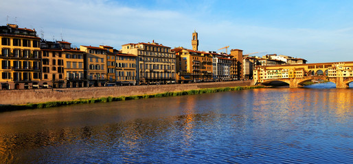 Naklejka premium Ponte Vecchio over Arno River, Florence, Italy,Europe