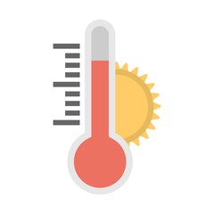 The thermometer icon. High temperature symbol. Flat vector illustration