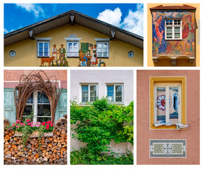 Collage mit idyllischen bunten Hausfassaden
