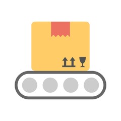 Conveyor belt for production line icon - vector illustration. Product packaging sign.