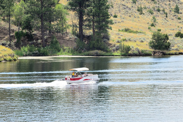 Fototapeta na wymiar Boaters on the Missouri River in Montana.
