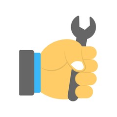 Hand holding spanner icon - vector illustration. Repairman symbol.