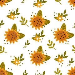 seamless pattern with sunflowers - vector illustration, eps