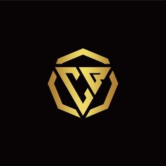 C B initial logo modern triangle and polygon design template with gold color