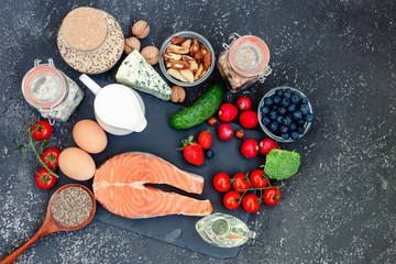 Healthy food Keto diet food ingredients.