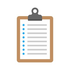 Flat clipboard icon isolated on white background. Vector illustration.