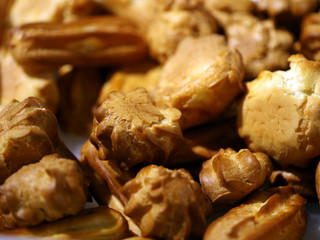 close-up of small custard cakes on a plate