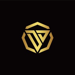 D D initial logo modern triangle and polygon design template with gold color