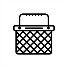Picnic Basket Icon, Picnic Hamper, Basket Is Used To Hold Food, Tableware For A Picnic Trip