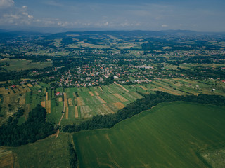 A view of a city with mountains in the background