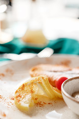 food photography lemon in the cafe is bright and Sunny natural light