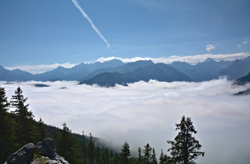 mgła w Tatrach, widok z Gęsiej Szyi - obrazy, fototapety, plakaty