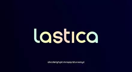 Fotobehang Lastica, a modern alphabet lowercase font. minimalist typography vector illustration design © MoonBandit