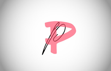 P PP alphabet logo icon. Two types of letter design for business and company corporate identity in pink and black color