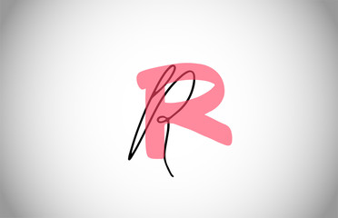 R RR alphabet logo icon. Two types of letter design for business and company corporate identity in pink and black color