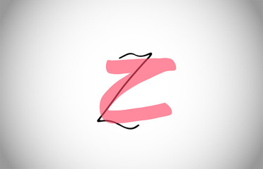 Z ZZ alphabet logo icon. Two types of letter design for business and company corporate identity in pink and black color