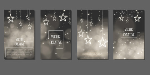 Fototapeta na wymiar The 4 banners with one theme of design. Smooth light and shadow for flyers, web, cards, etc.