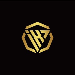 I X initial logo modern triangle and polygon design template with gold color