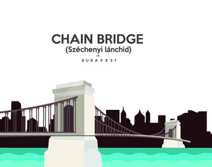 Naklejka premium Chain Bridge Budapest, Hungary