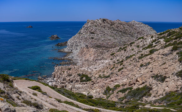 View of Mediterranean Sea from Belvedere di Capo Sandalo, Carloforte, Sardinia, Italy 2